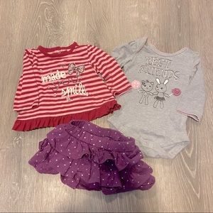 Miniville playette baby girl shirt and skirt bundle 3M EUC